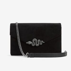 NWT Express Black Suede Snake Embellished Clutch/ Crossbody